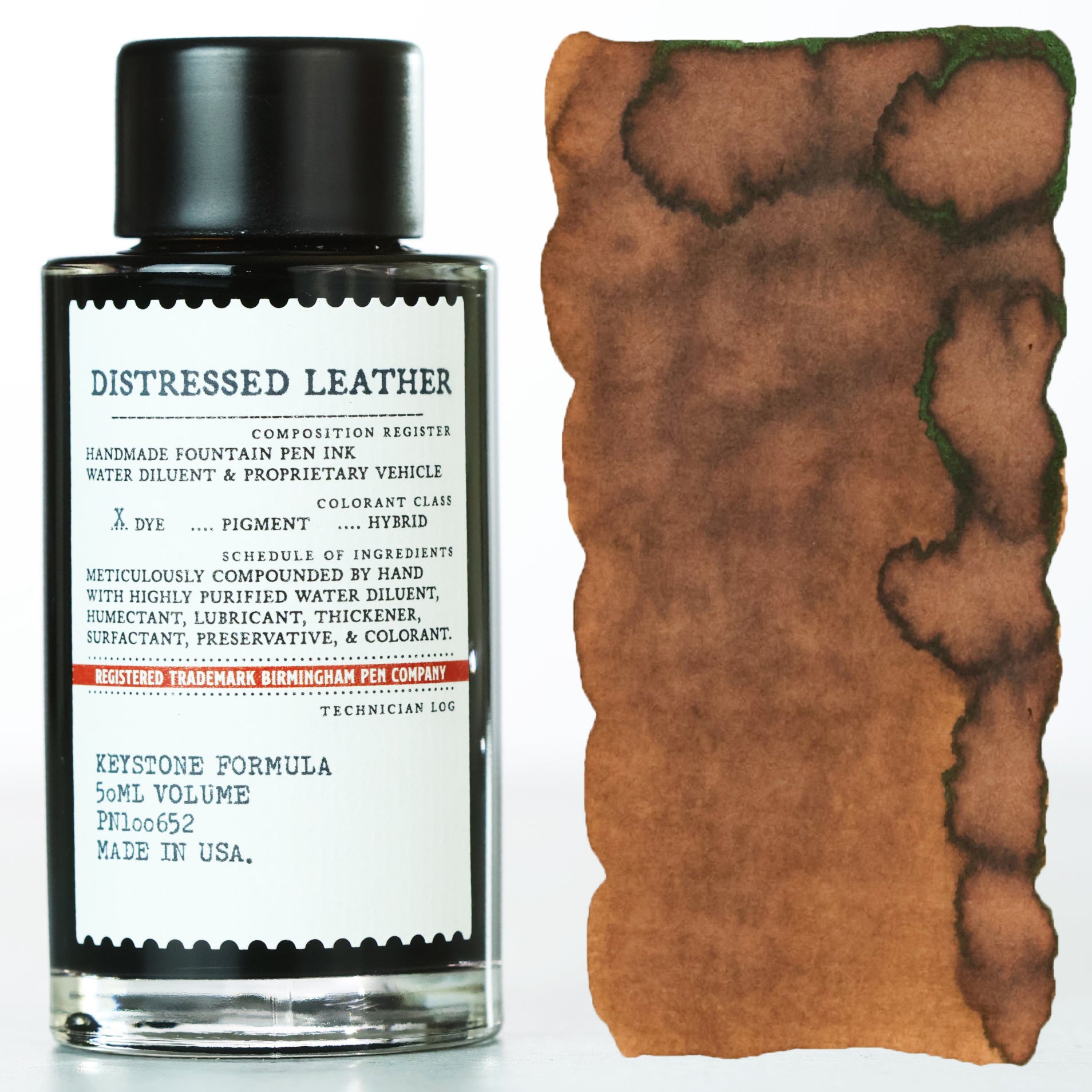 Medium brown color Distressed Leather Fountain Pen Ink bottle.