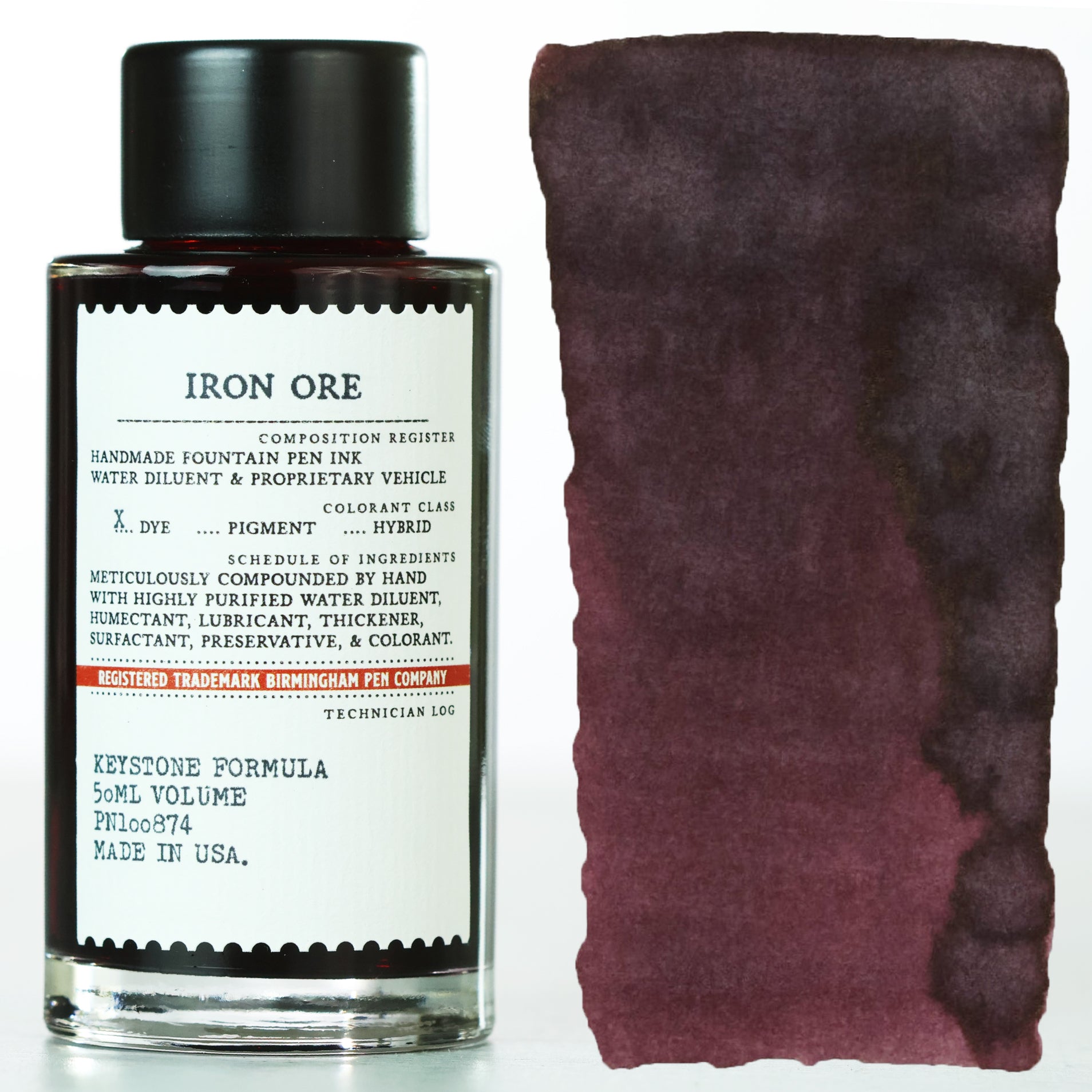 Dark red Iron Ore Fountain Pen Ink bottle.