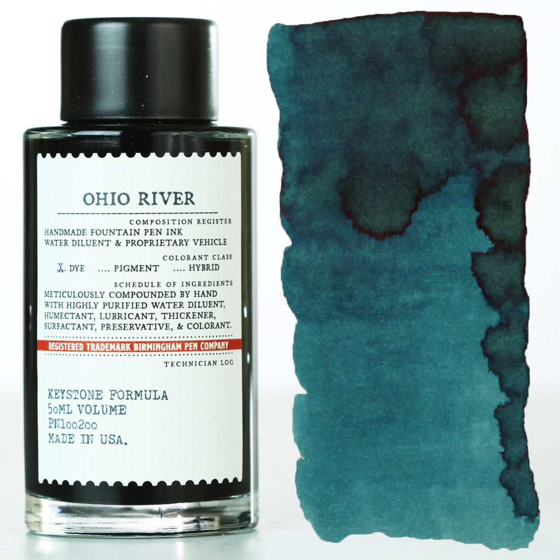 Teal color Ohio River Fountain Pen Ink bottle.