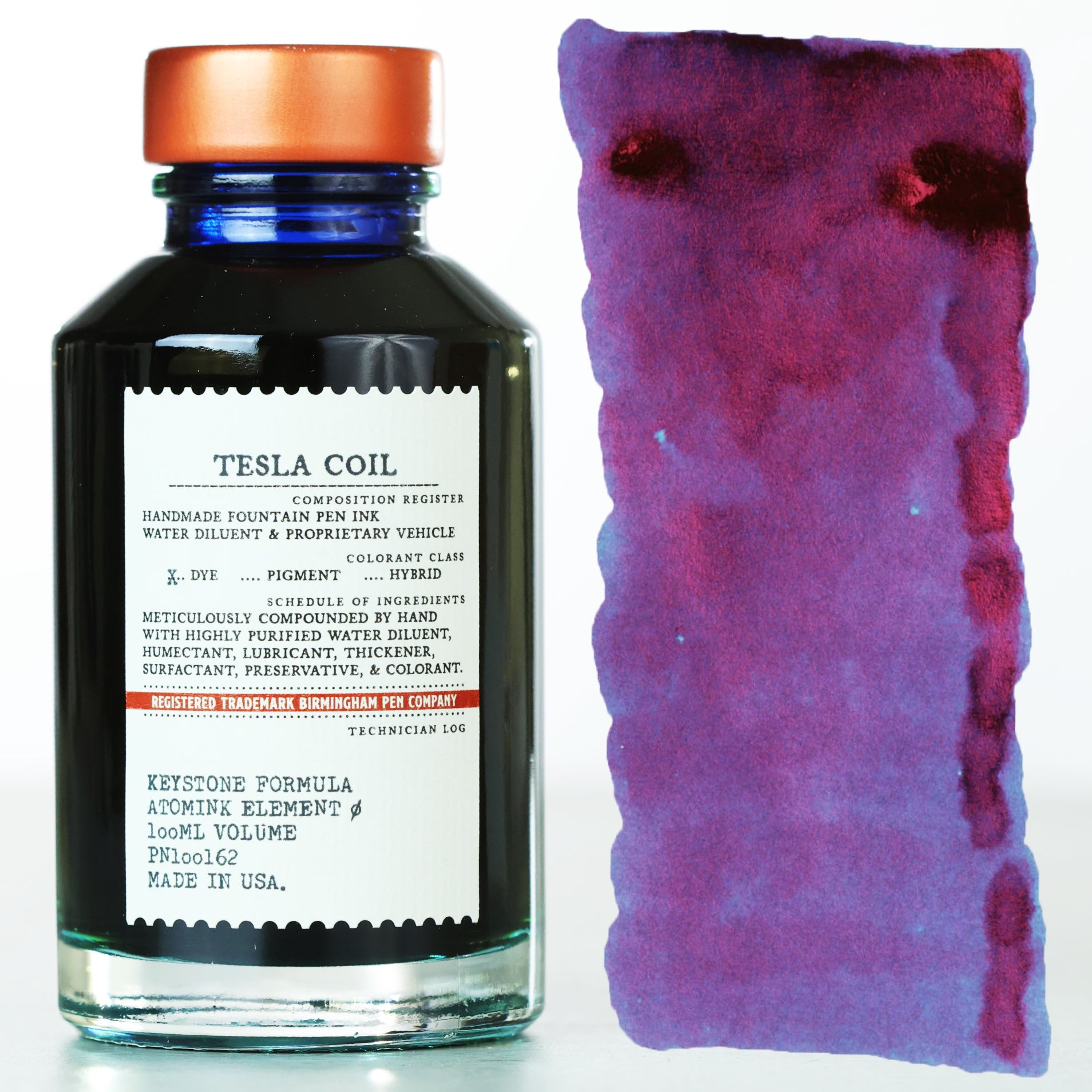Medium blue color Tesla Coil Fountain Pen Ink bottle.